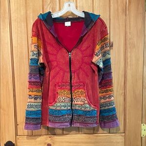 GREATER GOOD NETWORK BTIK BOHO STYLE ZIP HOODIE Sz L
